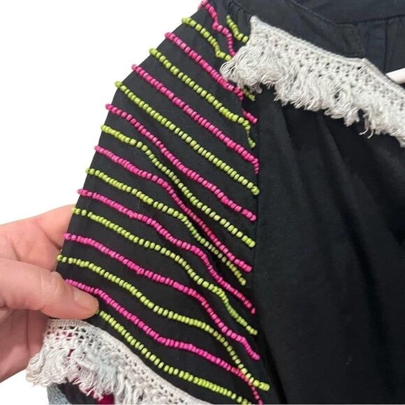 Anthropologie Chantik black long sleeve Chevron Embellished Dress size small - Picture 12 of 12